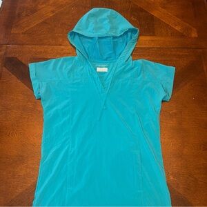 Columbia Omni-shade Teal Short Sleeve Cover Up Hooded Dress Womens Size XS